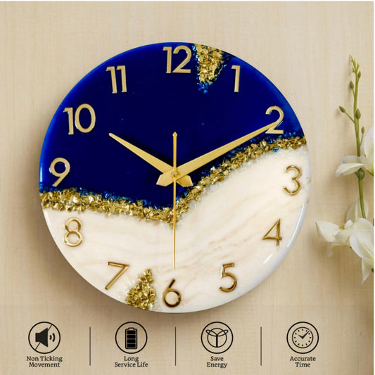 Luxury Silent Wall Clock Blue Peak 30cm